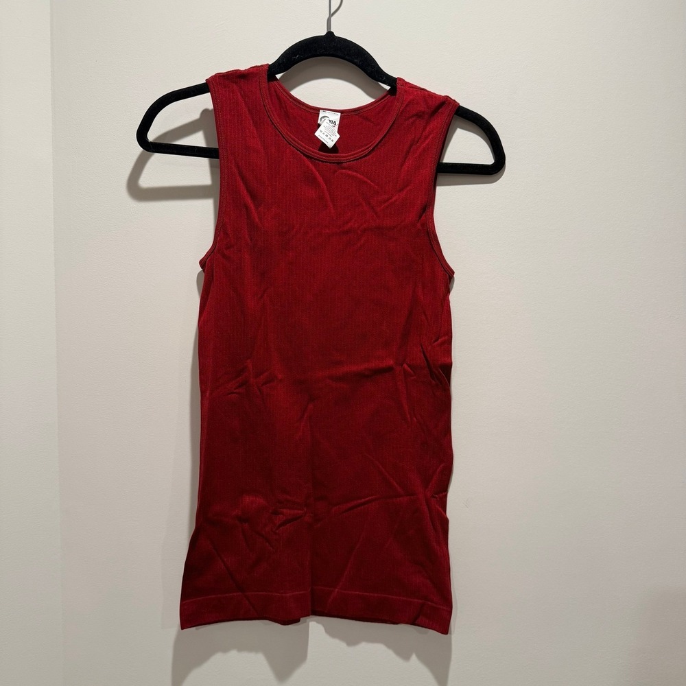 NWT ZYIA Active Brick Parallel Tank Red Ribbed Seamless Workout‎ Top Small